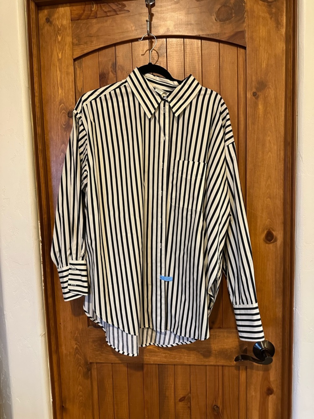 H&M Black and White Vertical Stripe Button-Down Shirt
